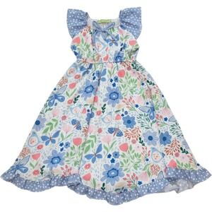 Millie Loves Lily Girls Floral Butterfly High Low Maxi Dress Blue Size 8